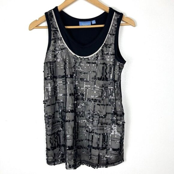 Simply Vera Top Womens XS Black Sequin Whimsigoth  Fairy Grunge Festive Goth - Picture 1 of 9